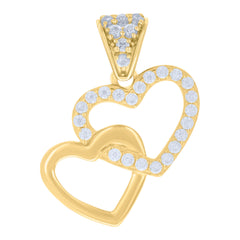 14kt Yellow Gold Womens Cubic-Zirconia Intertwined Hearts Charm Pendant