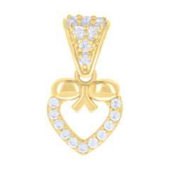 14kt Yellow Gold Womens Cubic-Zirconia Heart Charm Pendant