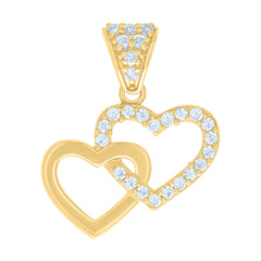 14kt Yellow Gold Womens Cubic-Zirconia Intertwined Hearts Charm Pendant