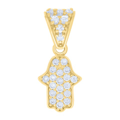 10kt Yellow Gold Womens Cubic-Zirconia Hamsa Symbol Religious Charm Pendant