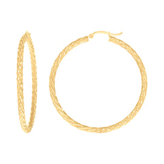 10Kt Yellow Gold Womens Diamond-cut Spotted Patterned Fancy Hoop Earrings 3mm-50