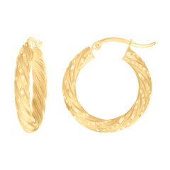 10Kt Yellow Gold Womens Diamond-cut Spotted Patterned Fancy Hoop Earrings 4mm-25