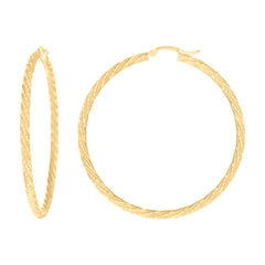 14Kt Yellow Gold Womens Diamond-cut Spotted Patterned Fancy Hoop Earrings 3mm-57