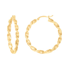 10kt Yellow Gold Womens Diamond-cut Twisted Hoop Earrings 3mm-31