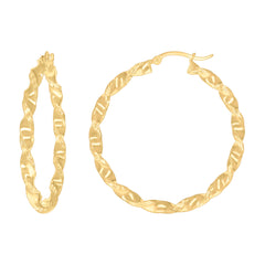 10kt Yellow Gold Womens Diamond-cut Twisted Hoop Earrings 3mm-38