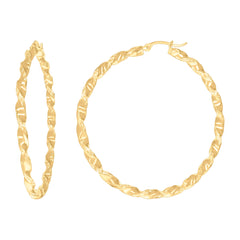 10kt Yellow Gold Womens Diamond-cut Twisted Hoop Earrings 3mm-50