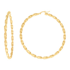 10kt Yellow Gold Womens Diamond-cut Twisted Hoop Earrings 3mm-63