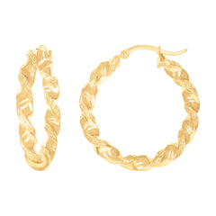 10kt Yellow Gold Womens Diamond-cut Twisted Hoop Earrings 4mm-31