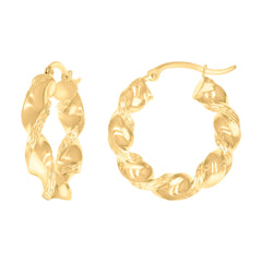 10kt Yellow Gold Womens Diamond-cut Twisted Hoop Earrings 5mm-25