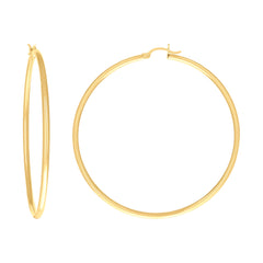 14Kt Yellow Gold Womens Plain Round Tube Hoop Earrings 2mm-60