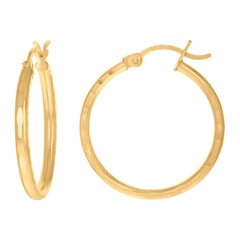 14Kt Yellow Gold Womens Diamond-cut Round Tube Hoop Earrings 2mm-22