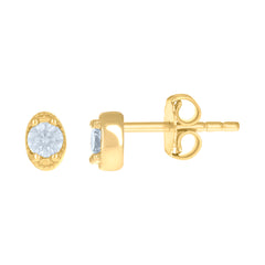 14kt Yellow Gold Womens Cubic-Zirconia Oval Fashion Stud Earrings