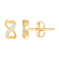 14kt Yellow Gold Womens Cubic-Zirconia Love Infinity Heart Stud Earrings