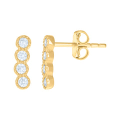 14kt Yellow Gold Womens Cubic-Zirconia Fashion Stud Earrings