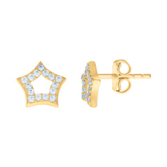 14kt Yellow Gold Womens Cubic-Zirconia Star Fashion Stud Earrings
