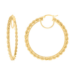 10kt Yellow Gold Womens Fancy Twisted Rope Hoop Earrings 3mm-50