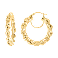 10kt Yellow Gold Womens Fancy Twisted Rope Hoop Earrings 4mm-31