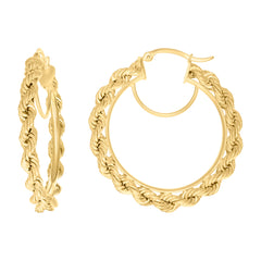 10kt Yellow Gold Womens Fancy Twisted Rope Hoop Earrings 4mm-38