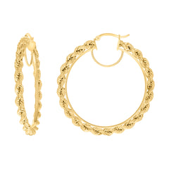 10kt Yellow Gold Womens Fancy Twisted Rope Hoop Earrings 4mm-50