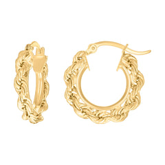 14Kt Yellow Gold Womens Twisted Rope Hoop Earrings 3mm-19