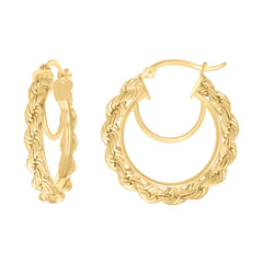 14Kt Yellow Gold Womens Twisted Rope Hoop Earrings 3mm-25
