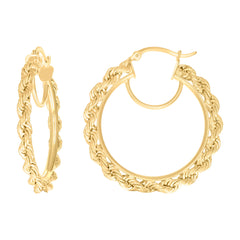 14Kt Yellow Gold Womens Twisted Rope Hoop Earrings 3mm-31