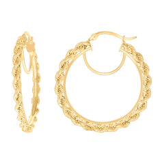 14Kt Yellow Gold Womens Twisted Rope Hoop Earrings 3mm-38