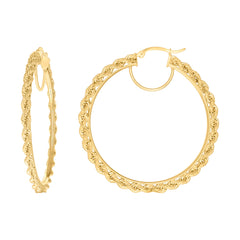 14Kt Yellow Gold Womens Twisted Rope Hoop Earrings 3mm-50