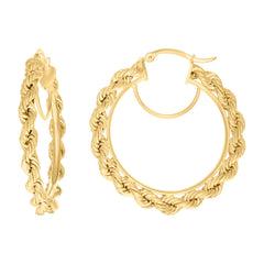 14Kt Yellow Gold Womens Twisted Rope Hoop Earrings 4mm-38