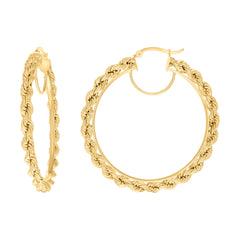 14Kt Yellow Gold Womens Twisted Rope Hoop Earrings 4mm-50