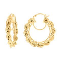 14Kt Yellow Gold Womens Twisted Rope Hoop Earrings 5mm-31