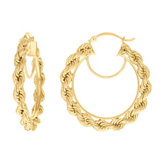 14Kt Yellow Gold Womens Twisted Rope Hoop Earrings 5mm-38