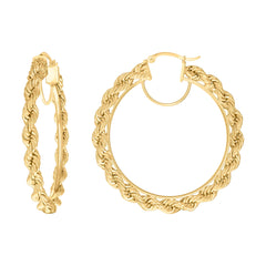 14Kt Yellow Gold Womens Twisted Rope Hoop Earrings 5mm-50
