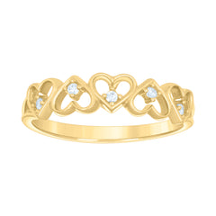 10kt Yellow Gold Womens Cubic-Zirconia Love Multi Hearts Ring