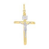10kt Two-Tone Gold Unisex Crucifix Cross Religious Charm Pendant