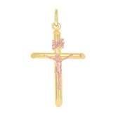 10kt Two-Tone Gold Unisex Crucifix Cross Religious Charm Pendant