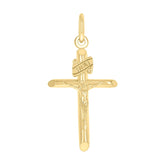 14kt Yellow Gold Unisex INRI Crucifix Cross Religious Charm Pendant