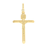 14kt Yellow Gold Unisex INRI Crucifix Cross Religious Charm Pendant