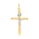 14kt Two-tone Gold Unisex INRI Crucifix Cross Religious Charm Pendant