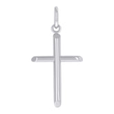 14kt White Gold Unisex Tube Cross Religious Charm Pendant