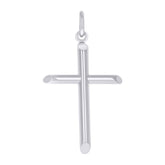 14kt White Gold Unisex Tube Cross Religious Charm Pendant
