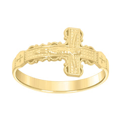 10kt Yellow Gold Womens Crucifix Cross Religious Ring
