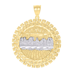 14kt Two-tone Gold Mens Last Supper Religious Pendant