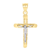14kt Two-tone Gold Unisex Crucifix Cross Religious Charm Pendant