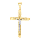 14kt Two-tone Gold Mens Crucifix Cross Religious Charm Pendant