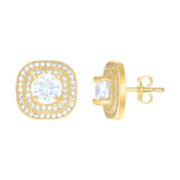 14kt Yellow Gold Womens Cubic-Zirconia Square Fashion Stud Earrings
