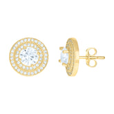 14kt Yellow Gold Womens Cubic-Zirconia Round Fashion Stud Earrings