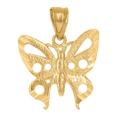10kt Yellow Gold Womens Textured Butterfly Charm Pendant