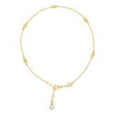 14kt Yellow Gold Womens Cubic-Zirconia Fashion Link Anklet Size 10 Inches