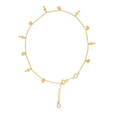 14kt Yellow Gold Womens Cubic-Zirconia Heart Cross Charms Anklet Size 10 Inches
